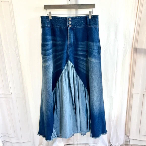 Red Jeans NYC Maxi Denim Skirt - Picture 2 of 13